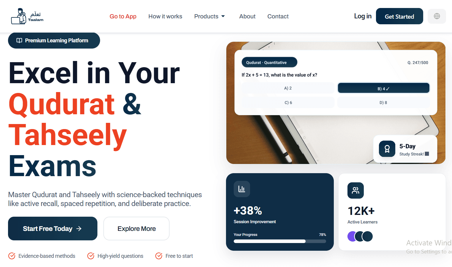 Talaam — Exam Preparation Platform screenshot